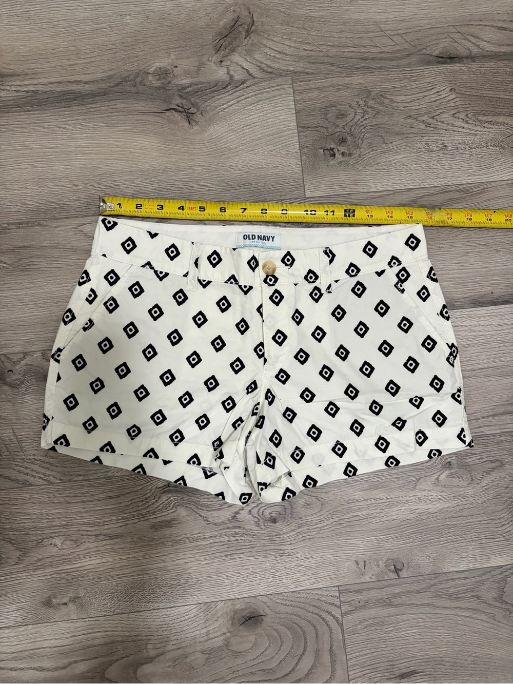 Old Navy White Shorts with Black Diamond Print